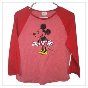 Disney Store Mickey Mouse Raglan Tee Y2K Vintage Style Womens M